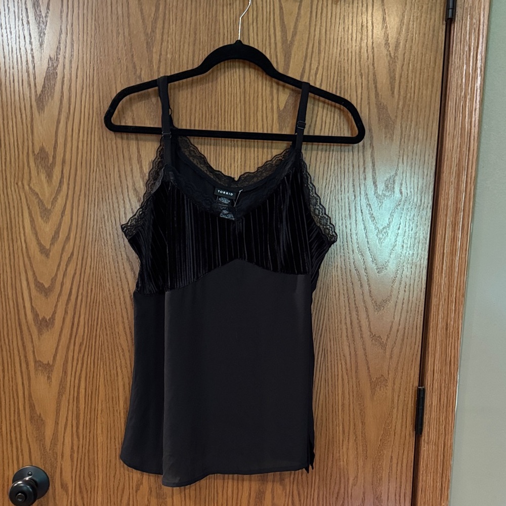 Torrid Black Velvet and Lace Cami Top